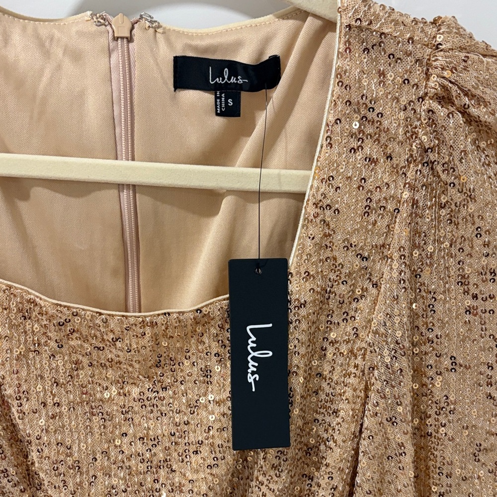 Lulu's Champagne Sequin Dress - Brand New! - Picture 2 of 6